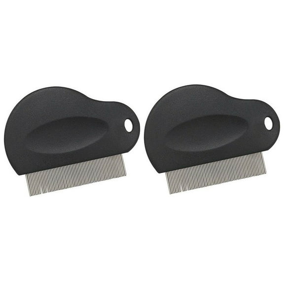 Pet Flea Combs Contoured Grip 3" 29 Tooth Tool Black or Purple Bulk Available (Black - 2 Combs)
