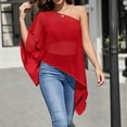 thumbnail image 5 of cocolona One the Shoulder Summer Tops for Women Crew Neck Flowing Batwing Sleeve Shirts Trendy Casual Sun Protection Blouses, 5 of 6