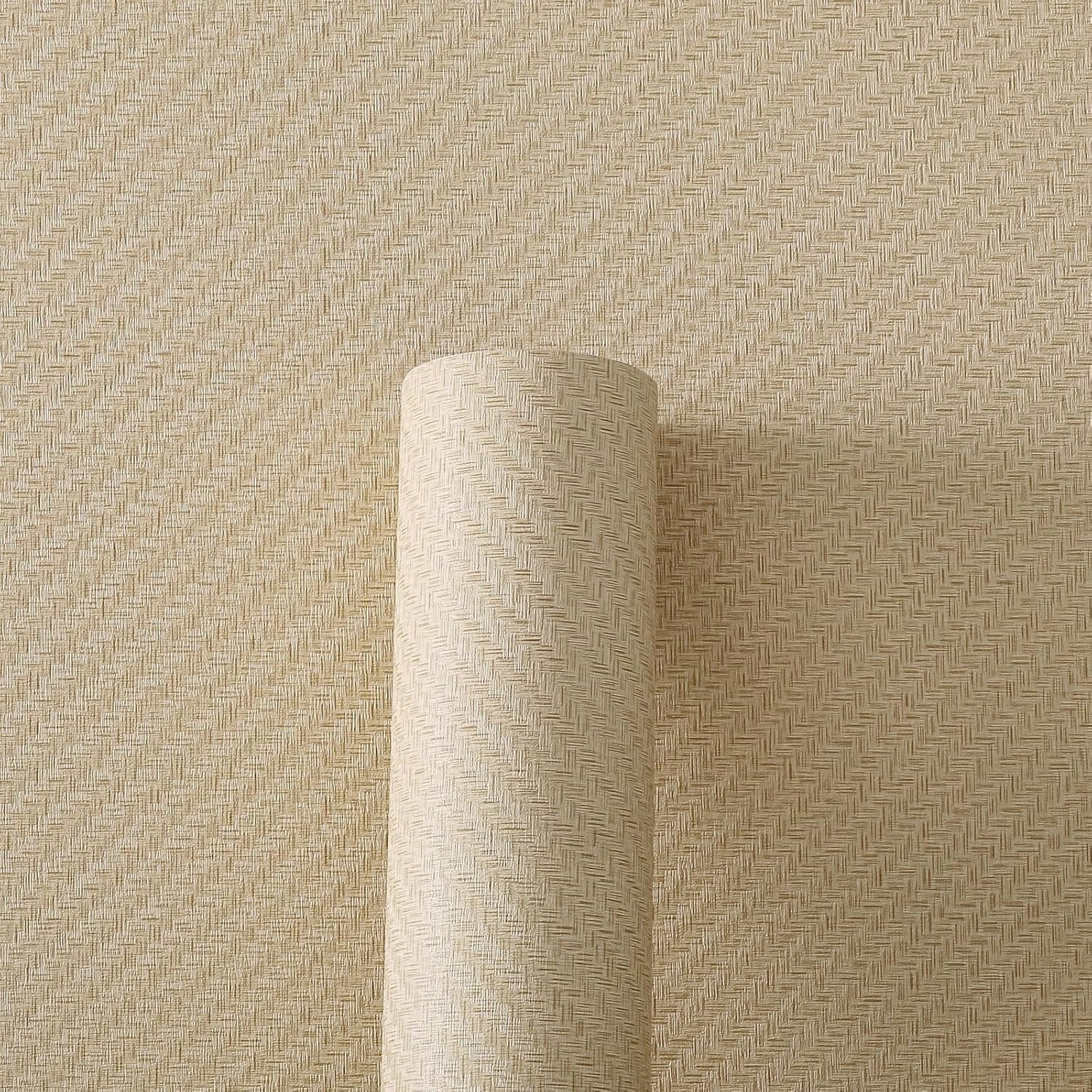 Fabric Wallpaper Textured Contact Paper (24in X 393in) Grasscloth Wallpaper Peel and Stick Faux Linen Wall Paper Waterproof Vinyl Self Adhesive (Light Brown-1)