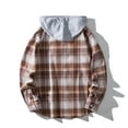 thumbnail image 4 of Plaid Hoodie Shirts for Men,Mens Hoodie Plaid Shirt Long Sleeve Lightweight Flannel Shirt Jackets Casual Button Down Shirt,Mens Plaid Hoodie Shirts Jacket, 4 of 9