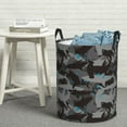 thumbnail image 5 of Laundry Basket, Black camouflage hammerhead shark Laundry Hamper Waterproof Laundry Bag Clothes Hamper Laundry Bin with Handles for Bedroom, Living Room, Kids Room, 5 of 6