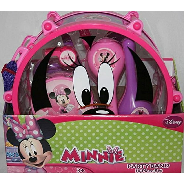 Disney Minnie Mouse Party Band 10 Piece Play Set Instruments de Musique: Batterie et Bâtons, Flûte, Castagnettes, Tambourin, Maracas, Sifflet: Souris Mickey et Amis
