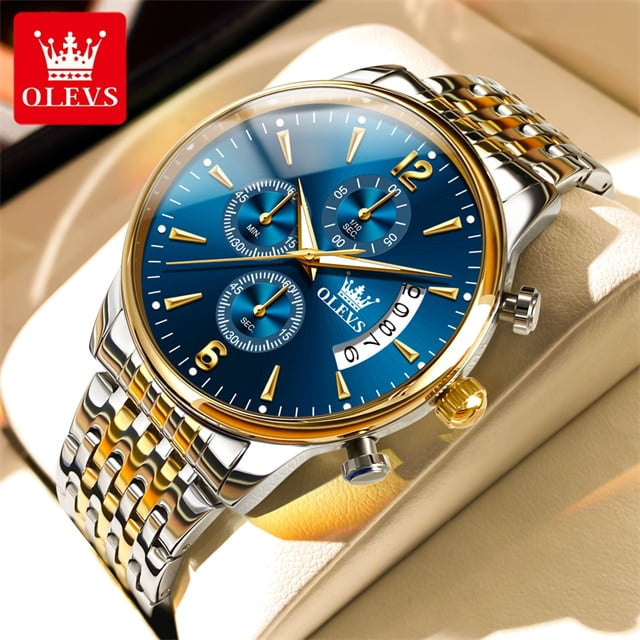 Original OLEVS Luxury Top Brand Quartz Watch for Men Stainless Steel Man Pilot Chronograph Waterproof Multi-function Wristwatch