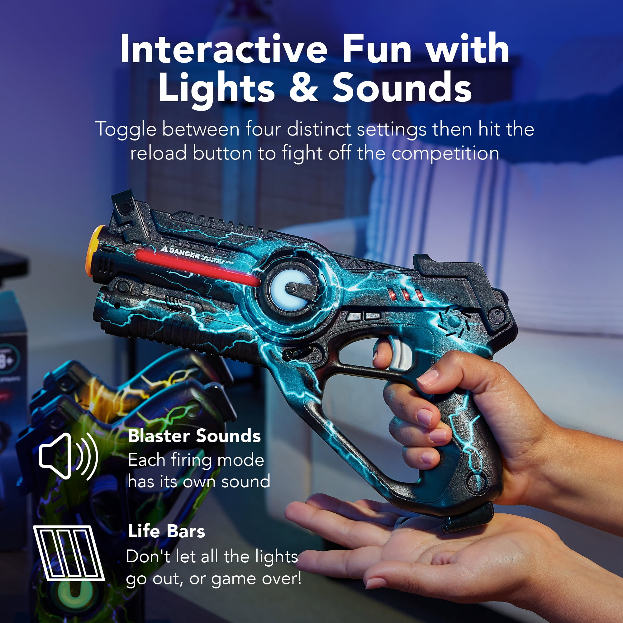 Best Choice Products Rechargeable Laser Tag Set 4 Pack, No Vest Needed, Kids Adults Game - Yellow/Green/Teal/Pink