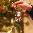 thumbnail image 4 of Holloyiver Acrylic Christmas Cow Hanging Ornament, Cartoon Xmas Hat Cow Decorative Ornament Xmas Tree Cow Pendant for Car Backpacks Christmas Tree Decorations Home Decor Gifts, 4 of 6