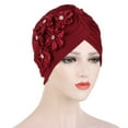 thumbnail image 4 of iHPH7 Chemo Caps for Women Head Wraps for Black Women Cancer Hats for Women Chemo African Turbans for Women Turban Headbands for Women, Wine One Size, 4 of 4