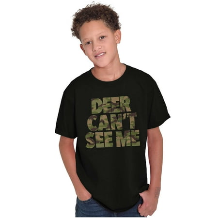 Deer Can t See Me Camo Hunting Crewneck T Shirts Boy Girl Teen Brisco Brands X