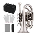 thumbnail image 2 of Mini Size Bb Trumpet, Lightweight Brass Pocket Trumpet with Carrying Case for Students, Beginners or Wind Instrument Lovers, Easy to Hold By One Hand, Smooth Action Valves, 2 of 7