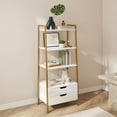 thumbnail image 4 of Demi Bonn 4-Tier Ladder Shelf 52.5 Inch Freestanding Bookcase with 2 Drawers Metal Frame Anti-Tipping Kits 200 LBS Capacity Storage Organizer, White, 4 of 8