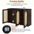 thumbnail image 5 of 48.8" Sideboard Buffet Cabinet with Storage, 3-Door Accent Cabinet Retro Sideboard with Artificial Rattan Doors and Metal Handles for Living Room Dinning Room Kitchen Entryway Hallway, Brown, 5 of 7