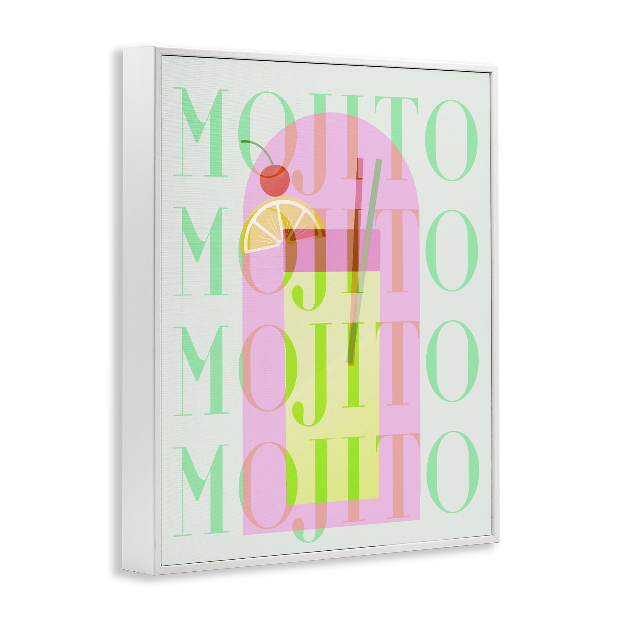 Retro Pastel Mojito White Framed Giclee Art, design by Lil' Rue