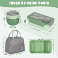 thumbnail image 2 of Fiambrera, 3 Piezas Lonchera con Toppers, Bento Lunch Box Práctica, Con Bolsa Térmica, Cubiertos, Recipiente para Avena, Adecuada para Oficina, Escuela, Exterior, Microondas y Lavavajillas, 2 of 4