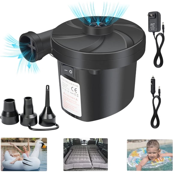 Plutput Electric Air Pump for Inflatable Pool,Portable Quick Fill Inflator/Deflator Air Pump for Inflatable Couch, Outdoor Camping Boat,Air Mattress Bed, Swimming Ring,Water Toys
