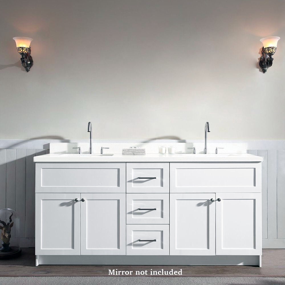 ARIEL Hamlet 73 in. Bath Vanity in Black with Quartz Vanity Top in White with White Basins