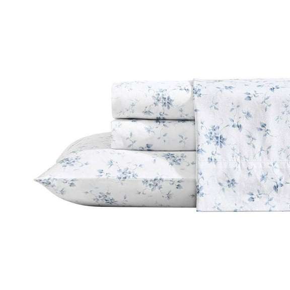 Garden Muse 4-Piece Blue Cotton King Sheet Set