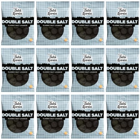 Dutch Licorice Double Salt Coins - 12 Pack of 5.2oz Bags - Salted Black Licorice Coins - Dutch Candy from Netherlands - Salty Black Liquorice Treats