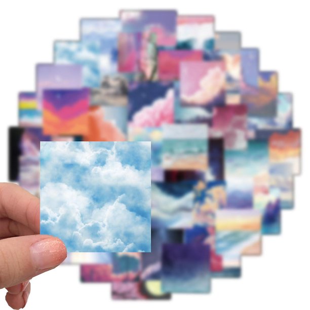 50 pegatinas de pintura al óleo de paisaje Ins decoración personalizada