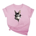 thumbnail image 1 of Tops de Cuello Alto para las Mujeres Amante Impreso Camiseta Cuello Redondo Manga Corta, Poliéster Spandex, 1 of 7