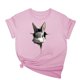 thumbnail image 1 of Tops de Cuello Alto para las Mujeres Amante Impreso Camiseta Cuello Redondo Manga Corta, Poliéster Spandex, 1 of 7