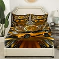 thumbnail image 4 of Erosebridal Sports Car Bed Sheets Gold Race Car Fitted Sheet Extreme Sports Bedding Set Cool Speed Racing Car Decor Soft Sheets with 1 Pillowcase, Twin, 4 of 5