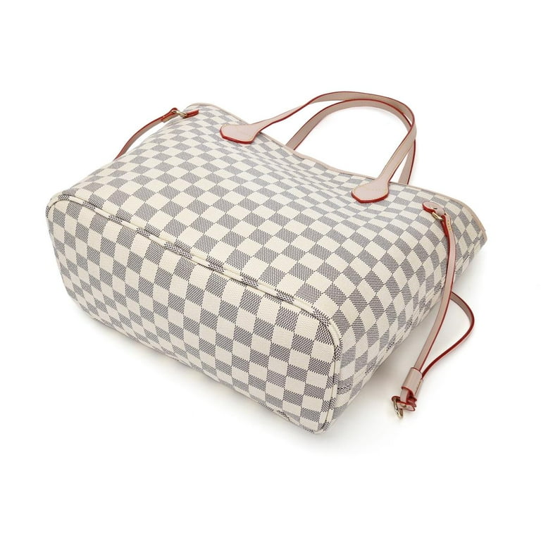 Richports Women's Checkered PU Leather Tote Bag