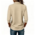thumbnail image 4 of Hearthz Women's Polo Shirt 3/4 Sleeve Casual Button V-Neck Tunic Tops for Women Business Dressy Shirts for Women, 4 of 5