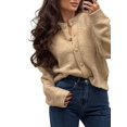 thumbnail image 2 of Long Sleeve Crewneck Button Down Womens Sweaters Fall Open Front Chunky Cardigan Sweaters for Women 2025 Deep L, 2 of 7