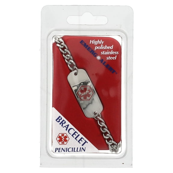 Penicillin Allergy Bracelet, Easy to Identify, Highly Polished Stainless Steel