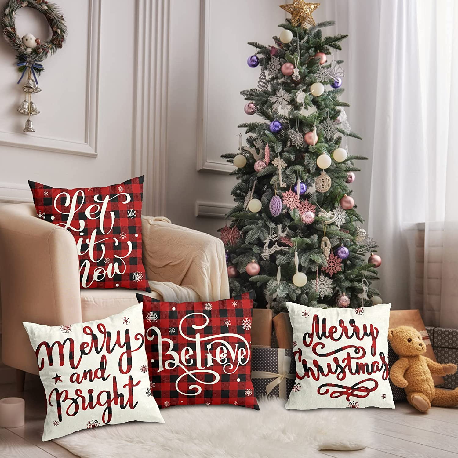 Christmas throw pillow cases hotsell