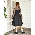 thumbnail image 4 of Arshiner Girl's Contrast Mesh Puff Long Sleeve High Waist A Line Black Short Dress with Pockets 11-12 Years, 4 of 4
