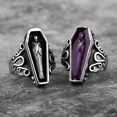 thumbnail image 5 of Vampire Coffin Ghost 14K White Gold Mens Rings Gothic Punk Unique Cool for Male Boyfriend Jewelry Creativity Gift, 5 of 11