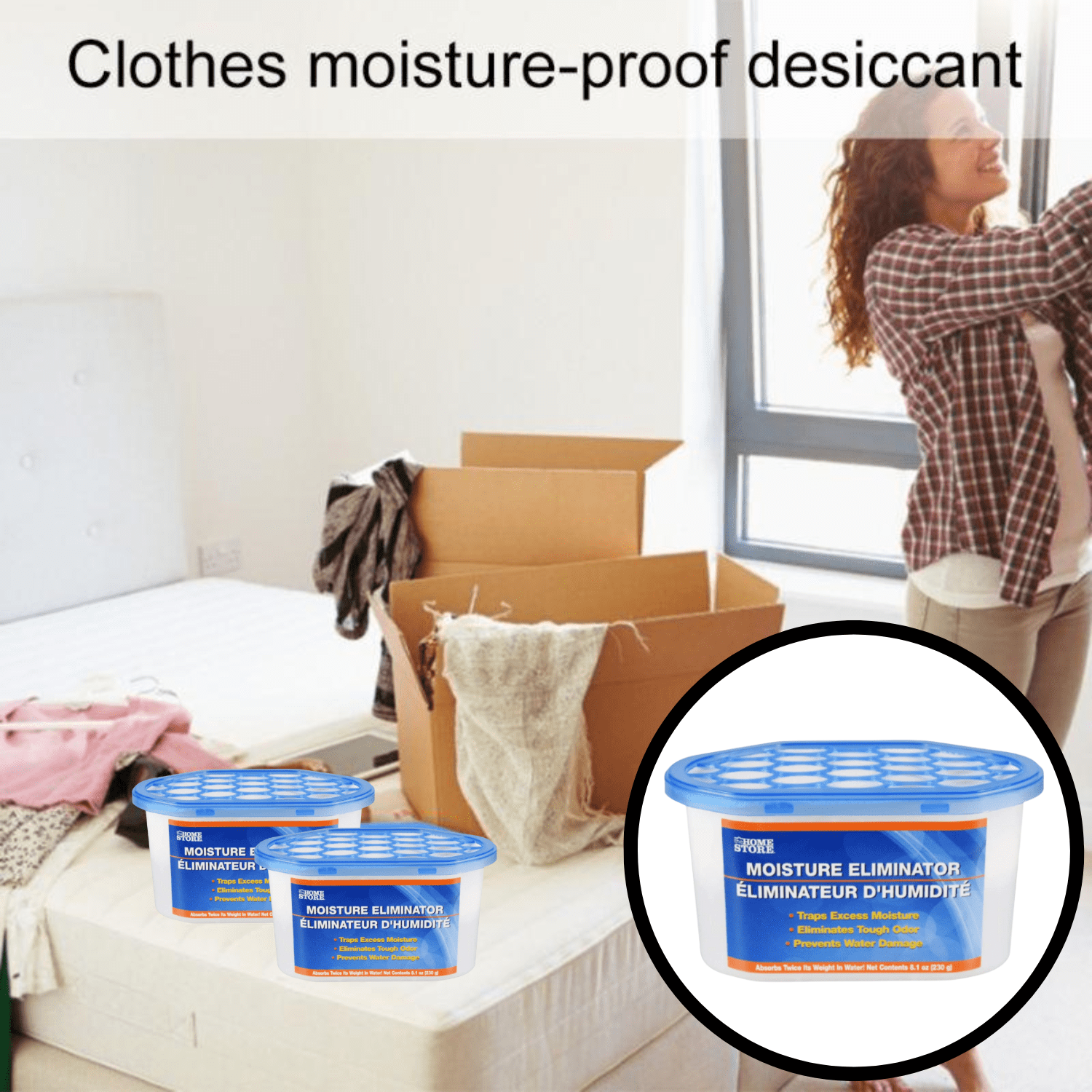 Moisture & Odor Eliminator Dehumidifier Condensation Remover Moisture Absorber for Damp Mould - Home Kitchen Wardrobe Bedroom Office Garage Bathroom Basement 8.1oz (8 Pack) CUSTOM Storage Carrier