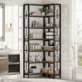 thumbnail image 4 of Tribesigns Corner Shelf, 7-Tier Industrial Corner Bookshelf, Wood and Metal Corner Etagere Bookcase, Freestanding Display Shelf for Living Room, Kitchen, Home Office, Grey, 4 of 9