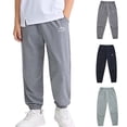 thumbnail image 2 of Fengactive Boys Quick Dry Mesh Jogger Pants Elastic Cuff Reflective Stripe Spliced Back Casual Ice Silk Long Trousers 4-14Years, 2 of 7