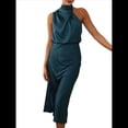 thumbnail image 3 of Vestido de Satén de Verano 2025 para Mujer, Elegante, Sin Mangas, con Cuello Alto, para Cóctel o Fiesta. Azul Marino L, 3 of 10
