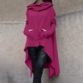 thumbnail image 2 of WTOBBY Women's Loose Comfortable High Neck Long Sleeve Solid Color Long Hoodie Top, Casual Oversized Pullover Sweatshirt for Everyday,Deep Red S, 2 of 5