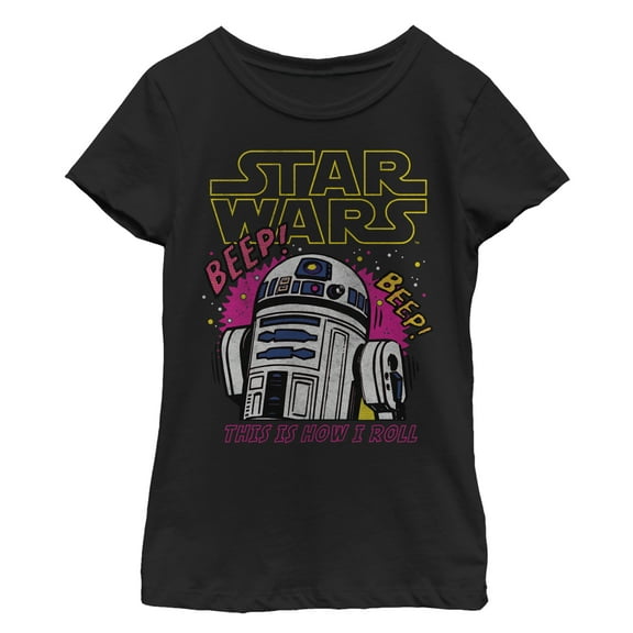 Girl's Star Wars R2-D2 How I Roll Sounds  Graphic Tee Black Large