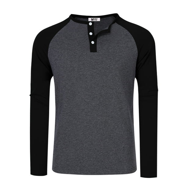 Download Men's Casual Slim Fit Raglan Long Sleeve Henley T-Shirt ...