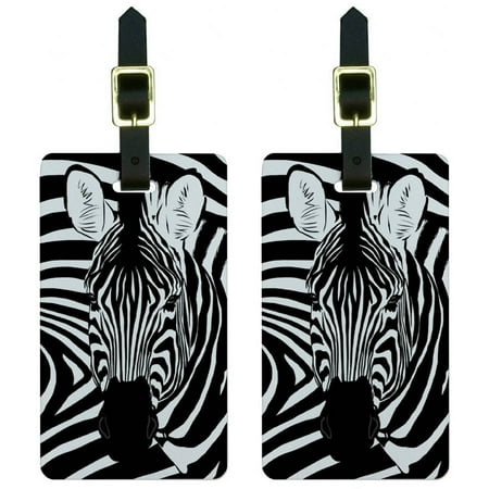 Zebra Animal Print Tote - Zebra Safari Black White Animal Print Luggage Tags Suitcase Carry-On ID, Set of 2