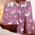 thumbnail image 4 of asdoklhq Warm Pajamas for Women Set Women's Christmas Home Pocket Printed Pajama Set for Daily Home Wear Long Sleeves Set Purple M, 4 of 8
