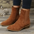 thumbnail image 2 of B91xZ Bottines à Talon pour Femmes, Plateforme Élastique, Semelle Crantée, à Enfiler, Marron 7.5, 2 of 5