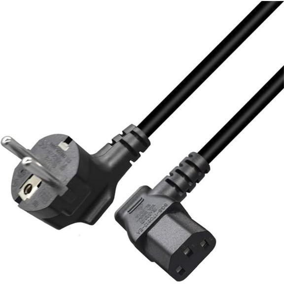 Toptekits EU Europe Schuko to C13 Cable,(3ft/1m) 2-Prong European Schuko to Left Angled C13 Power Cord,Standard AC Power Cord, CEE7/7 to C13 (Schuko to Left C13)
