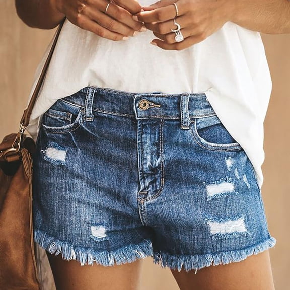 GZWYHT Jeans for Women Shorts for Women Women Shorts Pants High Slim pants Hole Summer Jeans Waist Pants Jean Shorts Womens Lounge Pants Women Blue L