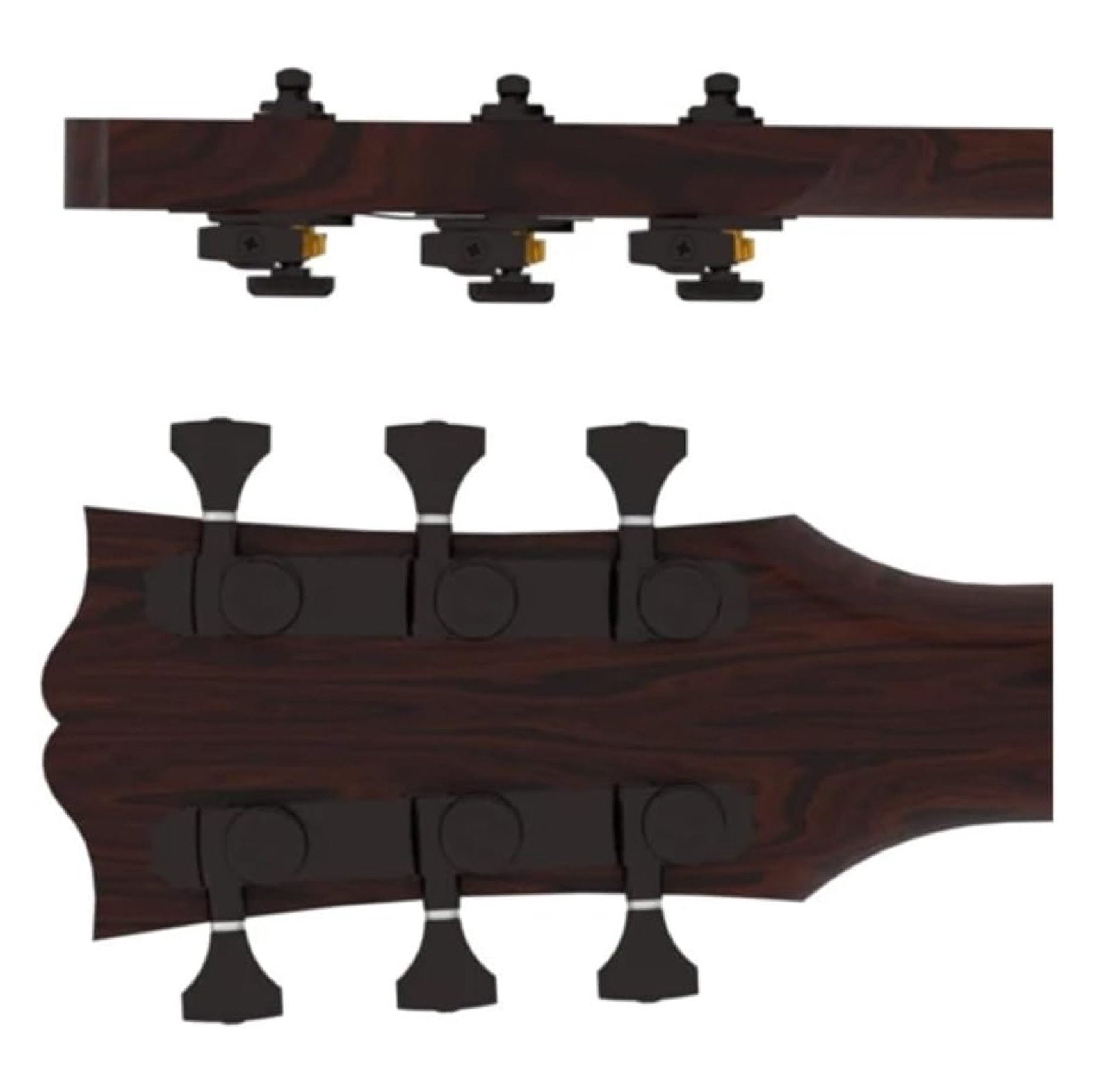 6GLO Grip-Lock Locking Guitar Tuning Machines 3+3 Black