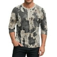 thumbnail image 2 of Lumtrix Men's Camouflage T-Shirt Sports Fitness 3/4 Sleeve Sleeve Military Camo Lightweight Henley Vintage Shirt Light Gray S, 2 of 6