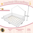 thumbnail image 4 of Full Size Montessori Floor Bed with High Rails, Wood House Beds Frame with LED Light, Low Profile Montessori Bed Full with Slats for Kids, Easy to Assembly, Full bed frames white, 4 of 11