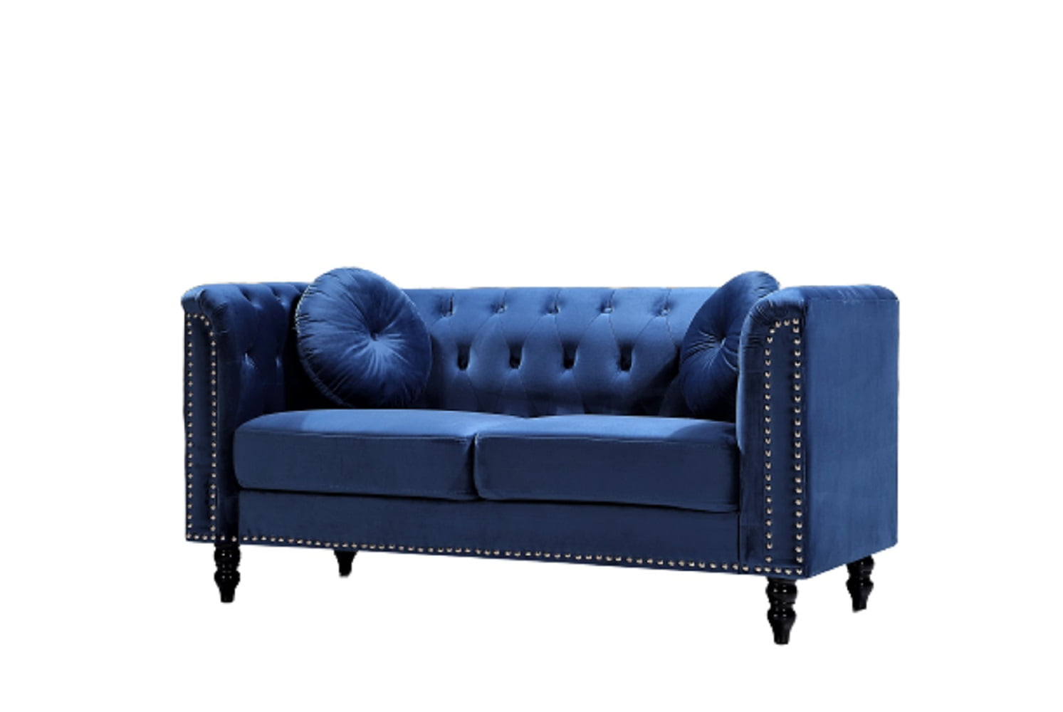 Uspridefurniture Aathish 65'' Velvet Rolled Arm Loveseat -Blue