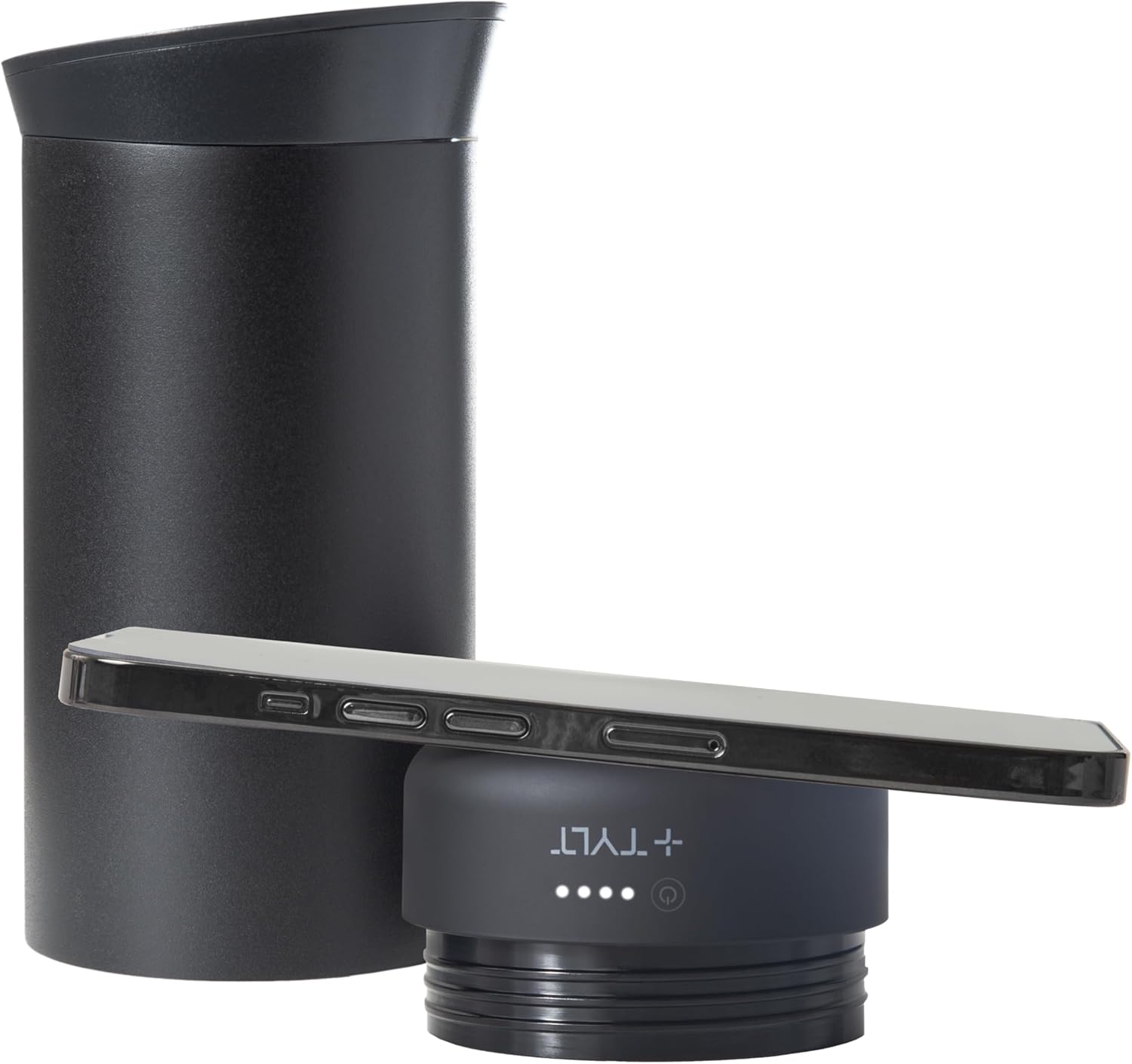 Tylt Power Hydration Mug + Power Bank + Wireless Charger 5,700 mAh Battery Give 2 Full Phone Charges Black