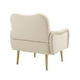 thumbnail image 3 of Velvet Accent Chair, Upholstered Side Chair with Arms and Golden Legs, Comfy Leisure Chair Single Sofa Chair for Small Space Home, Office and Coffee, Weight Capacity 220 LBS, Beige, 3 of 7