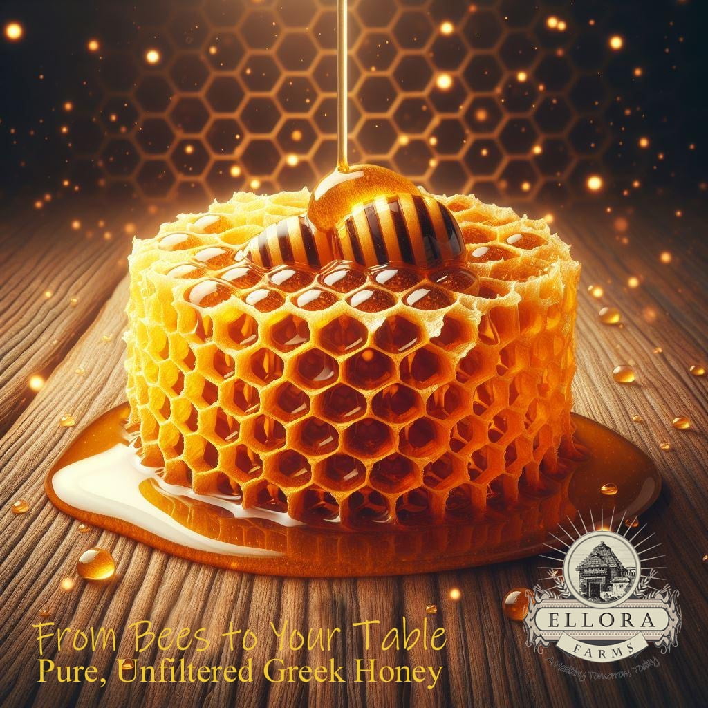 Ellora Farms Queens Nectar Gift of Honey, Raw & Unfiltered Superfood, Orange Blossom Honey, 450 Gram Glass Jar